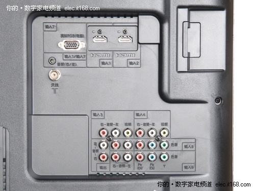 高清液晶电视综合评测    夏普lcd-46g120a的接口分布在机身的背部