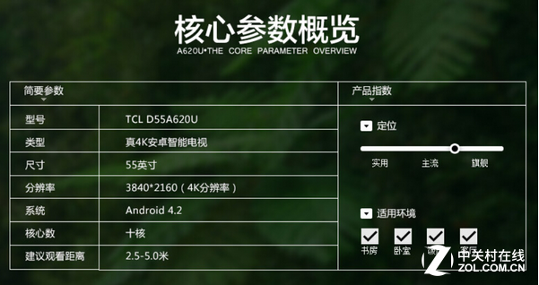 tcl d55a620u智能电视参数概览